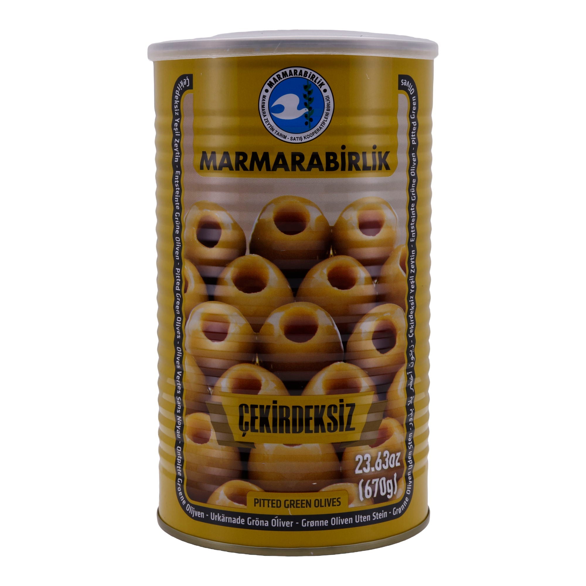 Oliven Marmarabirlik | Entsteinte Grüne Oliven | Pasteurisiert, 670 g Abtropfgewicht MARMARABIRLIK